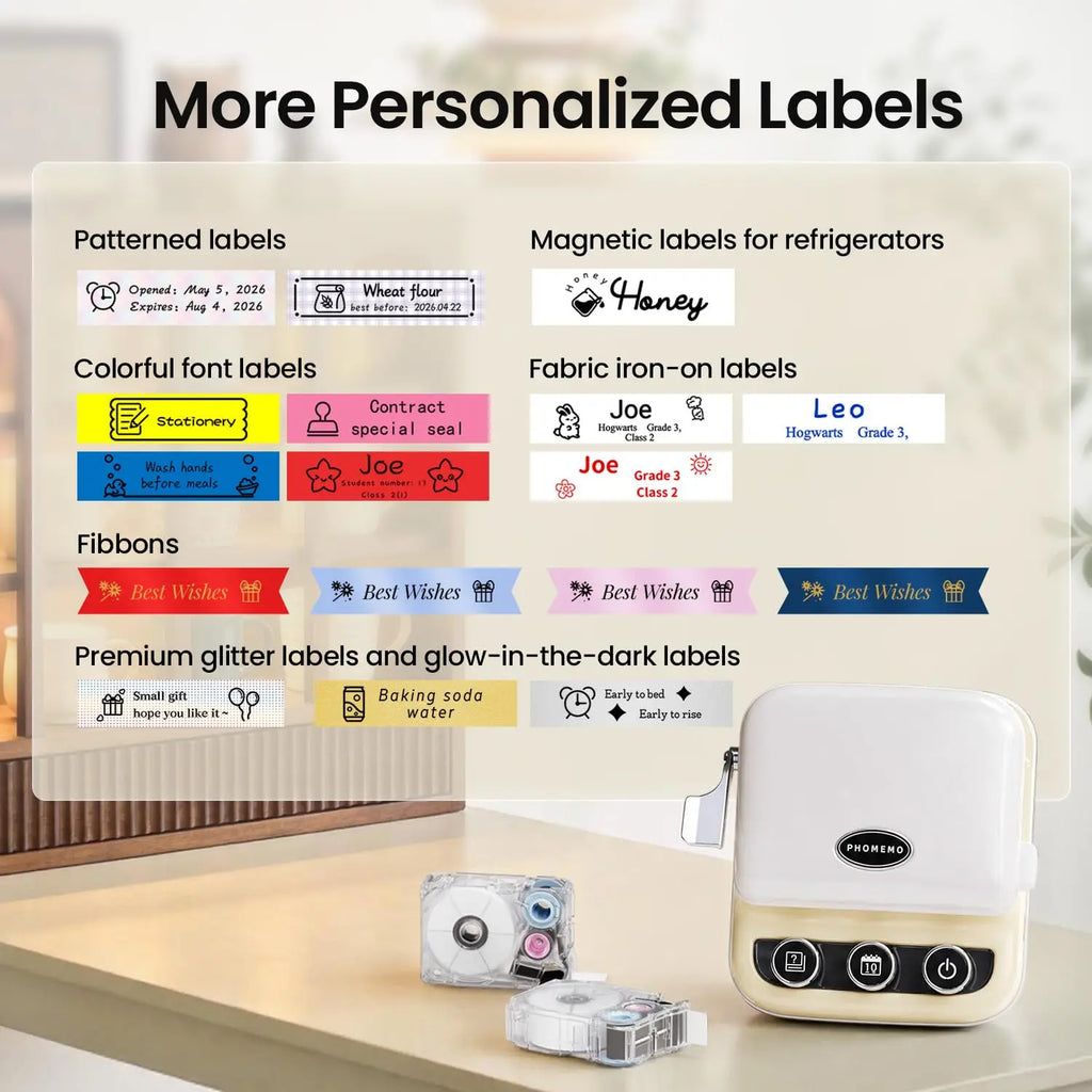 Phomemo Label Maker Machine with Ribbon, P15 Bluetooth Label Printer, Wireless Mini Label Makers with Multiple Templates