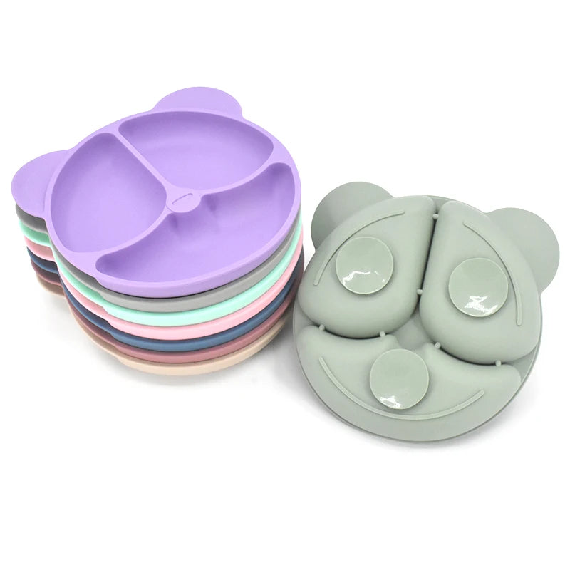 9PCS/Set BPA-Free Silicone Baby Feeding Set: Suction Bowl, Divided Dining Plate, Straw Cup, Spoon, Fork, and Adjustable Bib, Children's Dishware