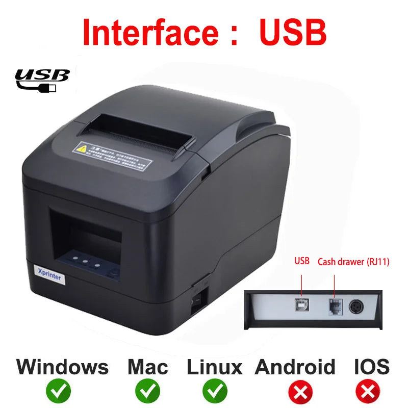 Xprinter 80mm Auto-cutter Thermal Receipt/Bill Printer 200MM/S POS With Usb/Ethernet/Bluetooth/Wifi For Kitchen/Restaurant