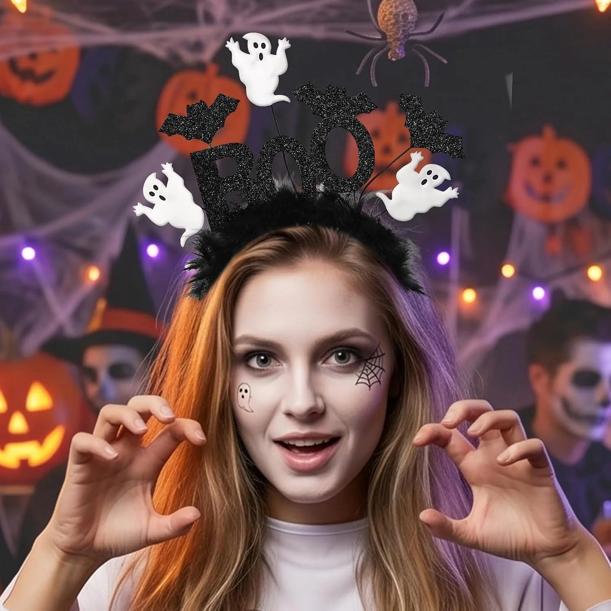 Halloween Ghost Costumes for Women Adult Ghost Poncho/Headband/Stripe Tights/Bag,Easy Halloween Costumes for Cosplay Party