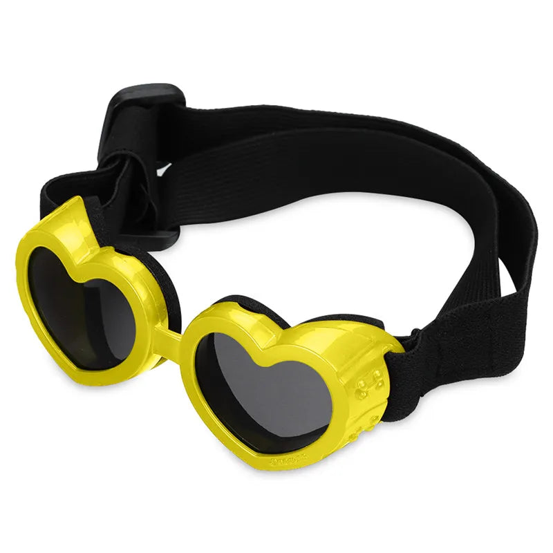 1 pc Heart-shaped Small Dog Sunglasses Waterproof UV Protection Cat Sunglasses with Adjustable Strap Goggles Pet Products