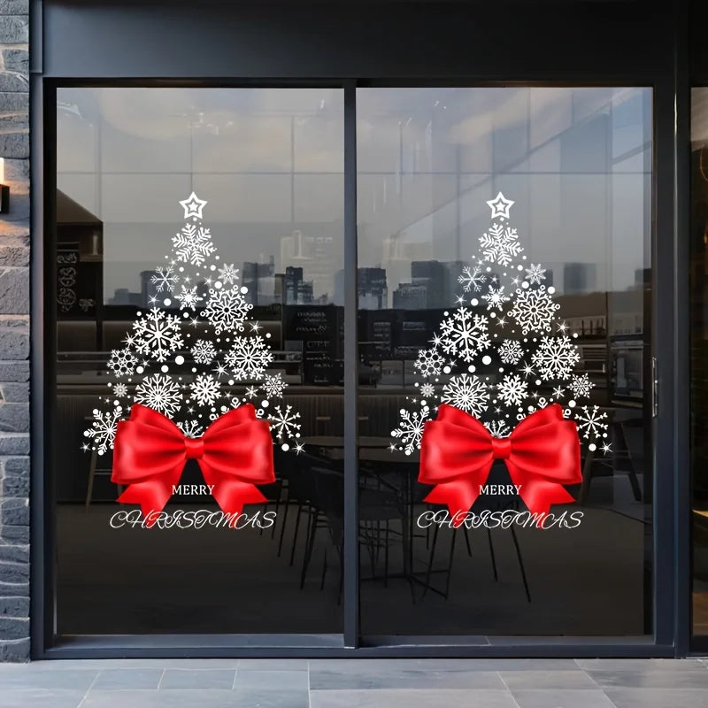 Christmas Stickers Merry Christmas Tree Stickers Are Static and Adhesive Free, Easy to Tear Off and Leave No Residue