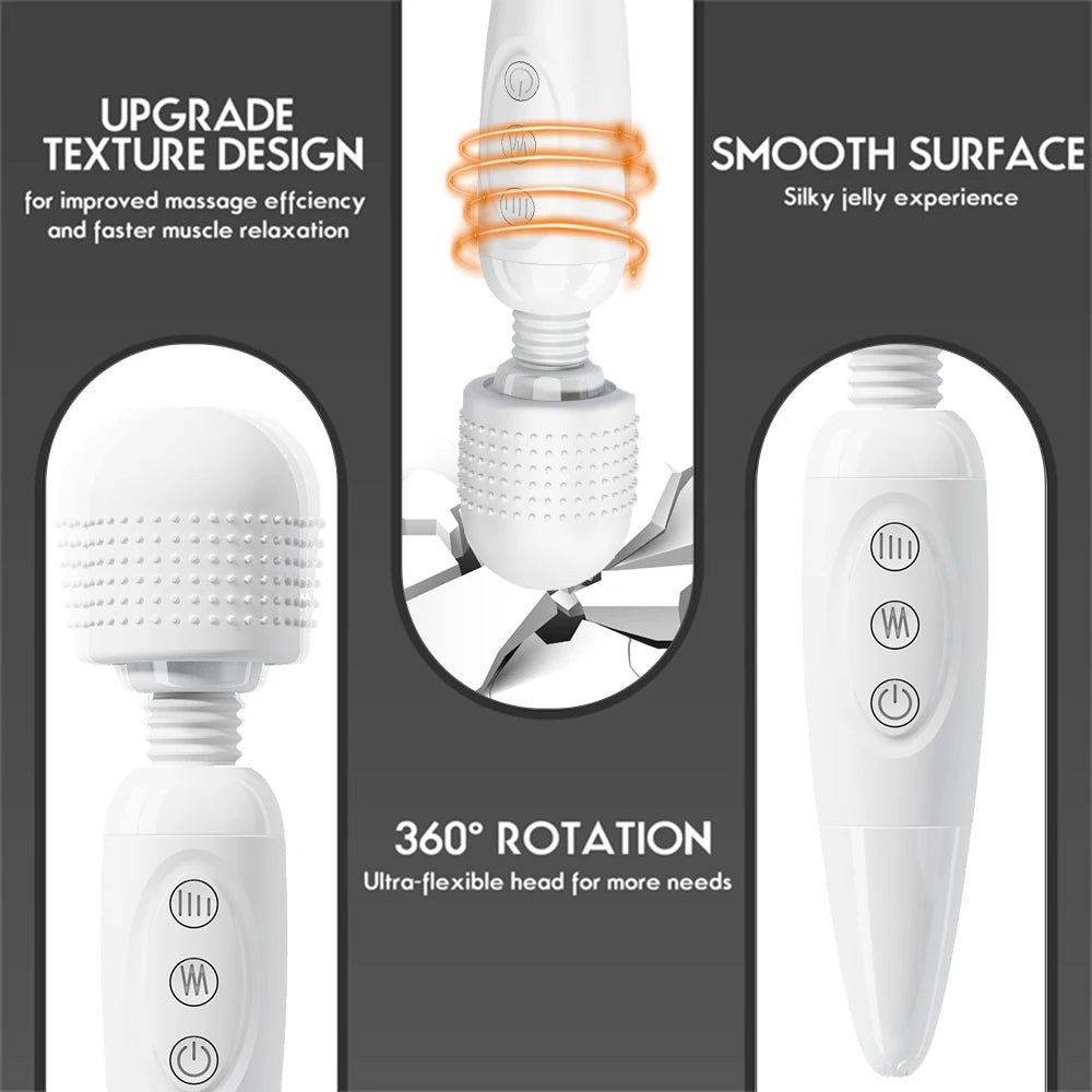 Electric Massager Stick 8 Intensity Levels 20 Vibration Modes Suitable for Neck, Foot, Head, Back Health Massage Gun Portable