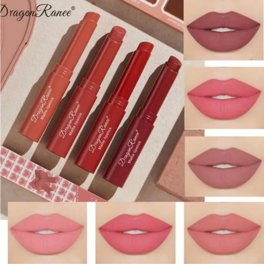 Matte Lipstick, Non-Fading Moisturizing European and American Style Makeup, Velvet Matte Lipstick, Waterproof and Long-Lasting Matte Lipstick