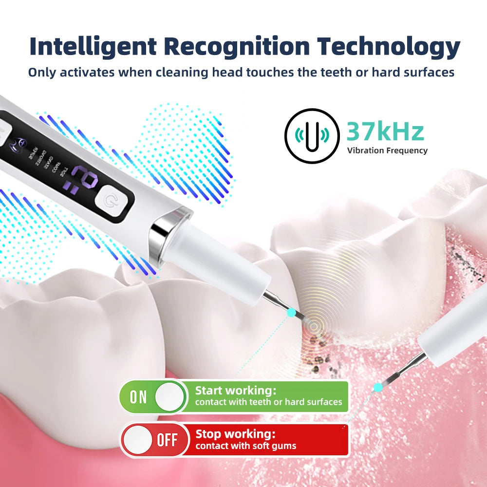 5 LED Light Ultrasonic Tooth Cleaner 9 Levels Dental Scaler Calculus Remover Plaque Stain Tartar Removal Teeth Cleaning Tools