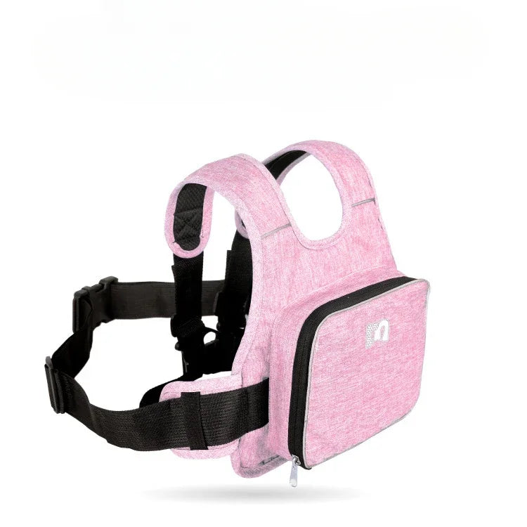 Cintura di sicurezza per moto per bambini con borsa, spallacci regolabili e traspiranti, cintura di sicurezza per sedile moto per bambini