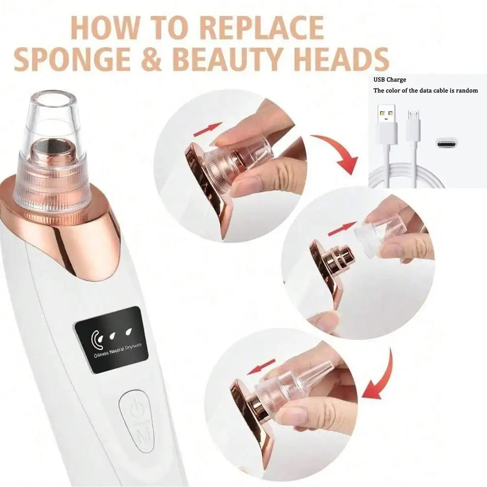 Facial Suction Tool , USB Rechargeable Pore Care Instrument for Deep Cleansing and Skin Exfoliation. Pore