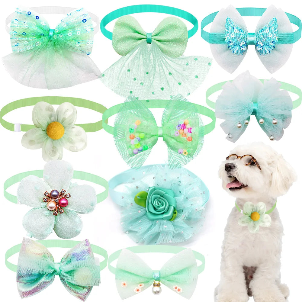 50PCS Small Dog Cat Bowtie Cute Bulk Lace Pet Dog Bowtie Collar for Dogs Grooming Accessories Pet Supplies for Small Dogs