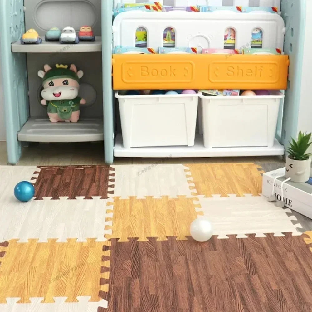 8/16Pcs Wood Baby Play Mat Floor Rug Thickened Foam Floor Children's Non-slip Crawling Pad Suitable for Living Room and Bedroom