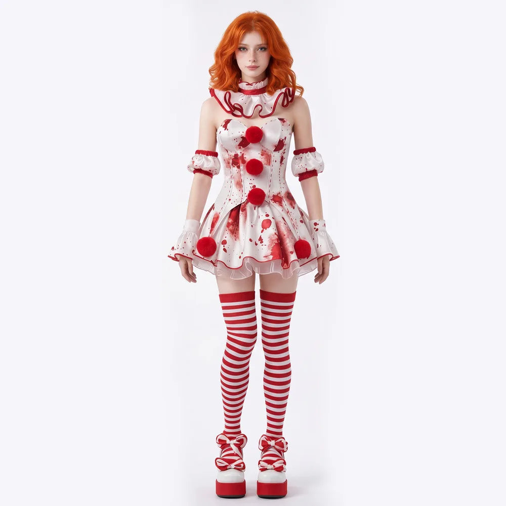 Halloween Scary Clown Dress Cosplay Costume Horror Joker Outfit For Themed Party Gathering Role Play