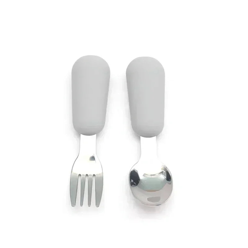 Baby Cartoon Tableware Set Children Utensil Stainless Steel Toddler Dinnerware Cutlery Cartoon Infant Food Feeding Spoon Fork
