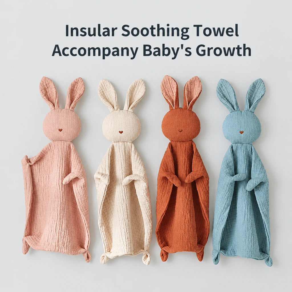 Baby Soothing Towel 100% Cotton Infant Animal Cartoon Handkerchief Rabbit Style Kids Sleep-help Toy Gauze Appease Sleep Aid Doll