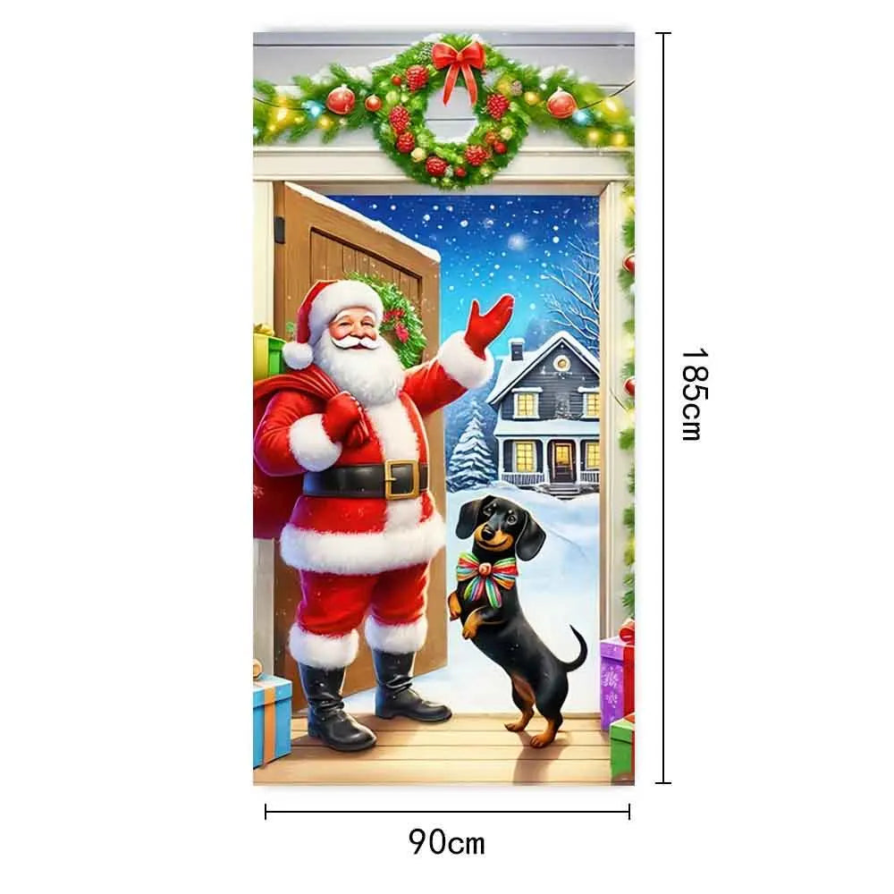 Christmas Door Hanging Banner Merry Christmas Decoration For Home  Navidad Christmas Wall stickers Xmas Gift New Year