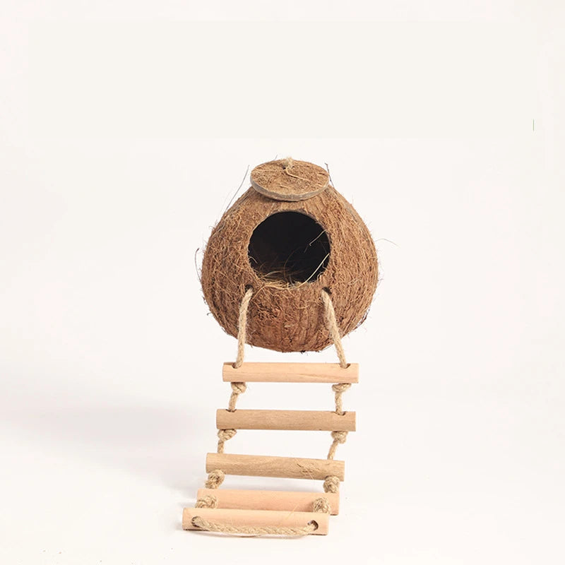 Hamster House Bite-resistant Natural Small Pet Coconut Cages Guinea-pig Hamster Hideout House Toy Wooden House Pet Supplies
