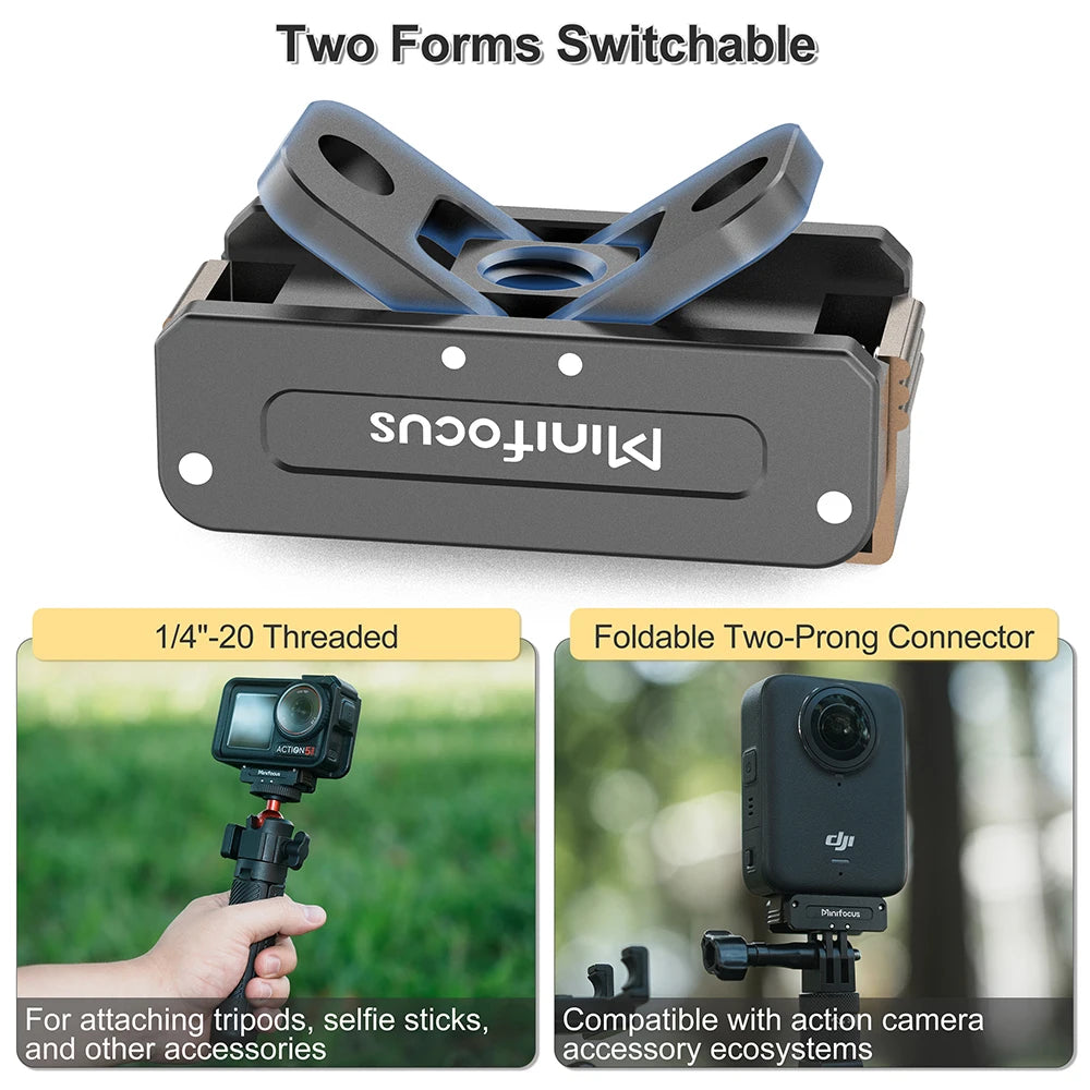 Magnetic Quick Release Adapter Mount for DJI Osmo 360 Action 5 Pro 4 3, with 1/4 Screw Hole Connection Aluminum Camera Bracket