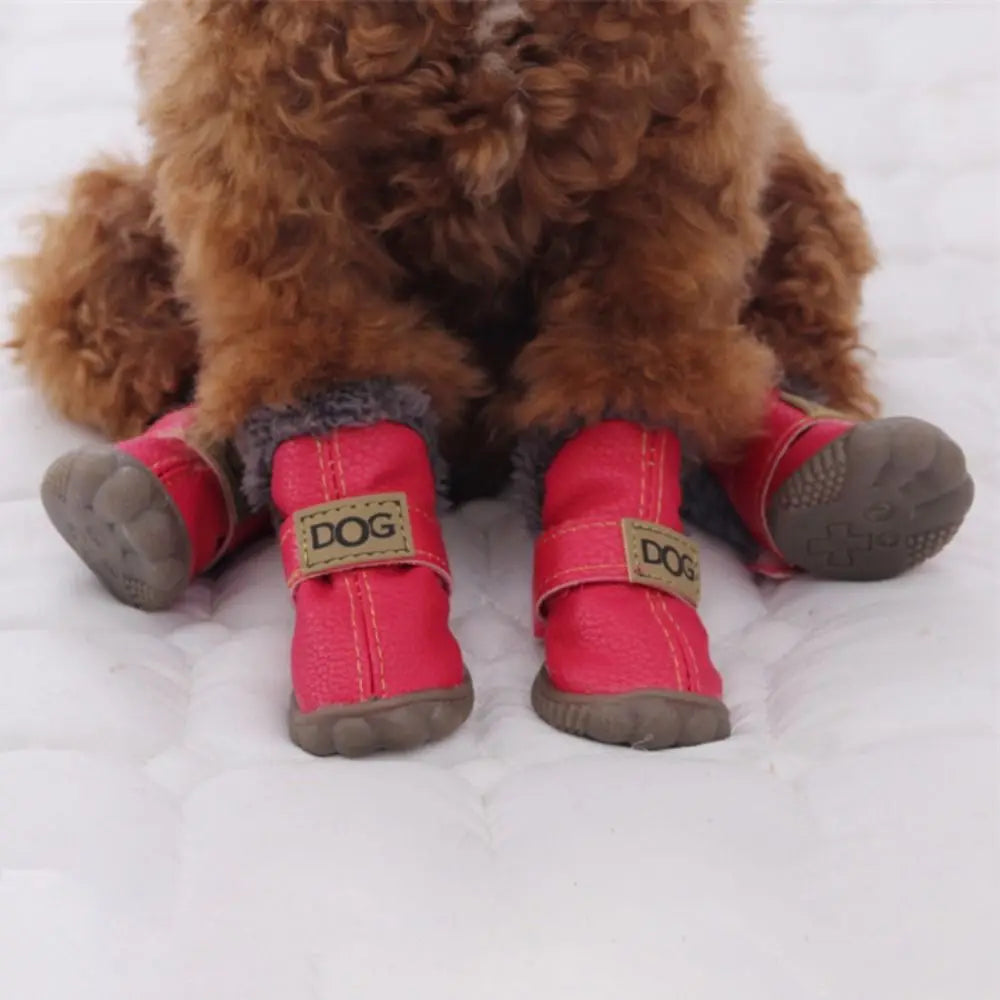 Dog Boots Warm Pet Snow Boots Waterproof Non-Slip Winter Pet Dog Shoes / PU Soft Dog Rainshoes for 4 Pcs/Set Cats