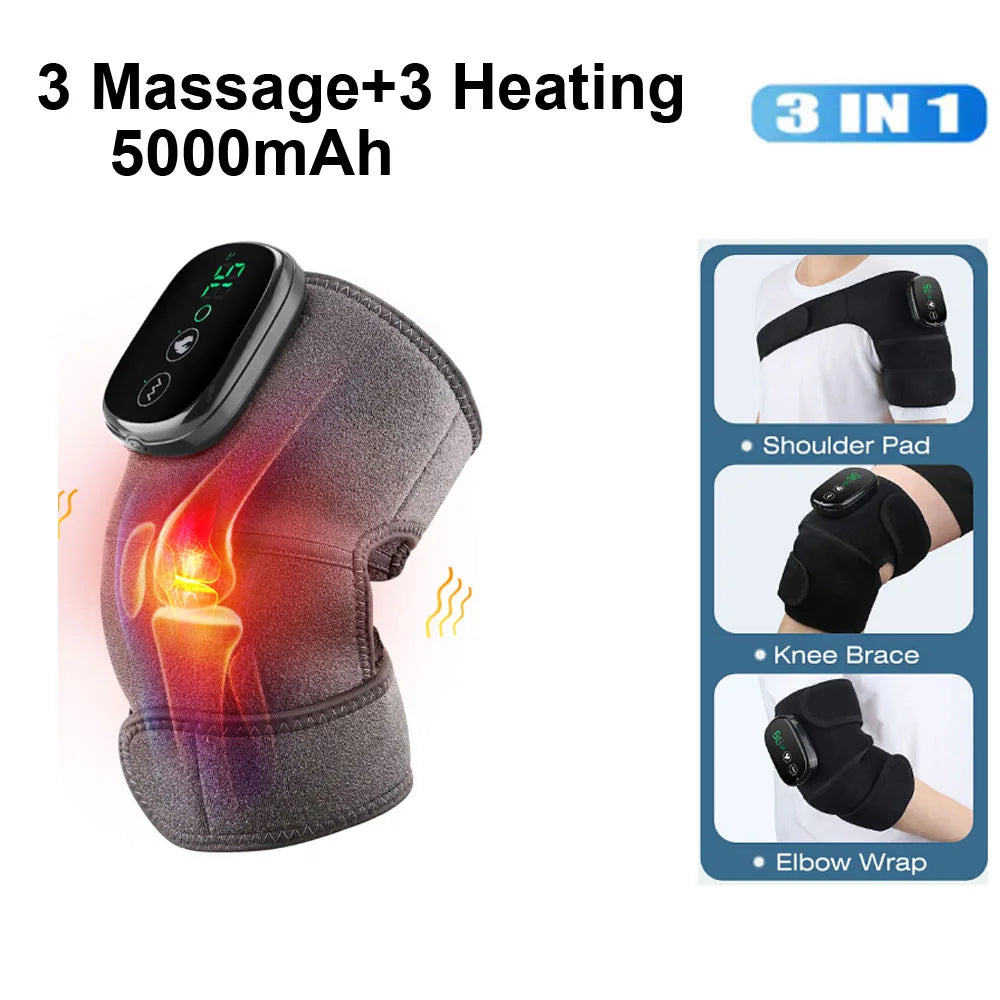 1PCS Electric Heating Knee Massager Joint Knee Leg Pad Vibration Knee Leg Massage Cordness Massager Warp