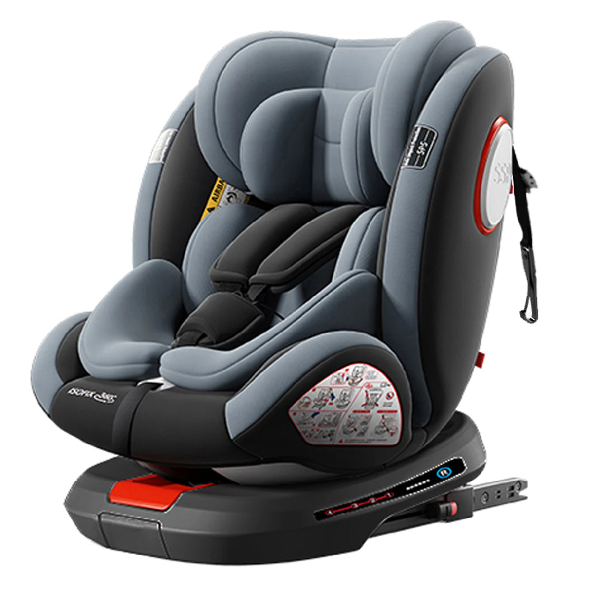 360° Swivel Baby Car Seat with Easy In-Out Rotation, ISOFIX, I-Size R129 Child Seat 40-150cm, 10-Position Headrest, 4 Recline Angles, Thick Padded Seat, Side Impact Protection, Rearward & Forward Facing for Infant, Toddler, and Kids