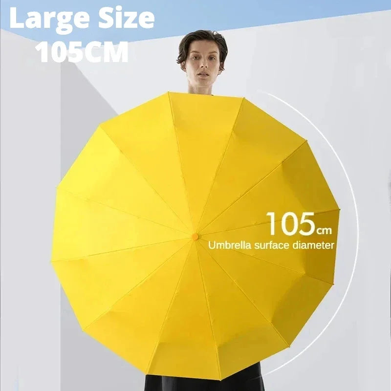 Super Strong Windproof Automatic Umbrella for Men and Women, 72-Rib Large Rainproof and UV Protection Folding Umbrella