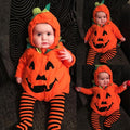 Halloween Costume For Infant Boys Girls Long-Sleeved Hood Jumpsuit Baby Party Cosplay Pumpkin Warm Soft Cotton Clothing