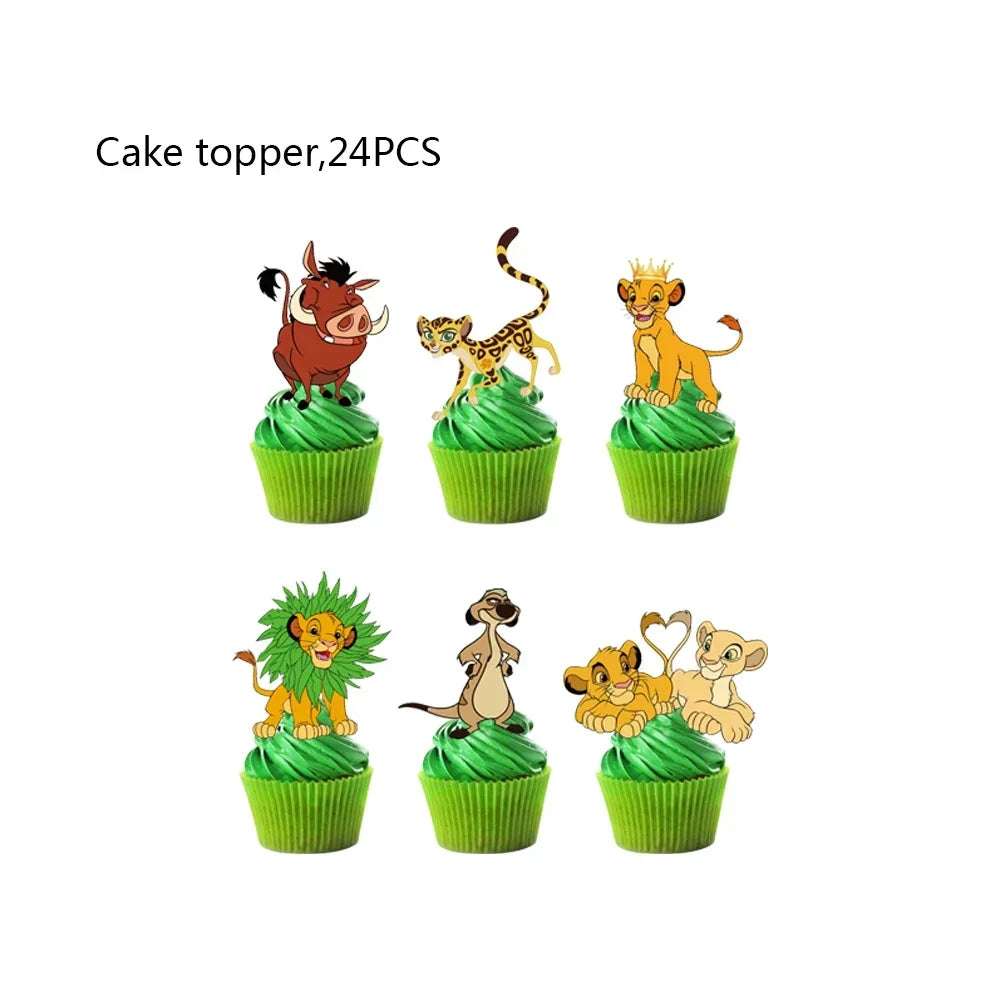 Simba Lion King Birthday Party Decorations Disposable Tableware Balloon Tablecloth Napkin Cup Cake Topper for Kids Baby Shower
