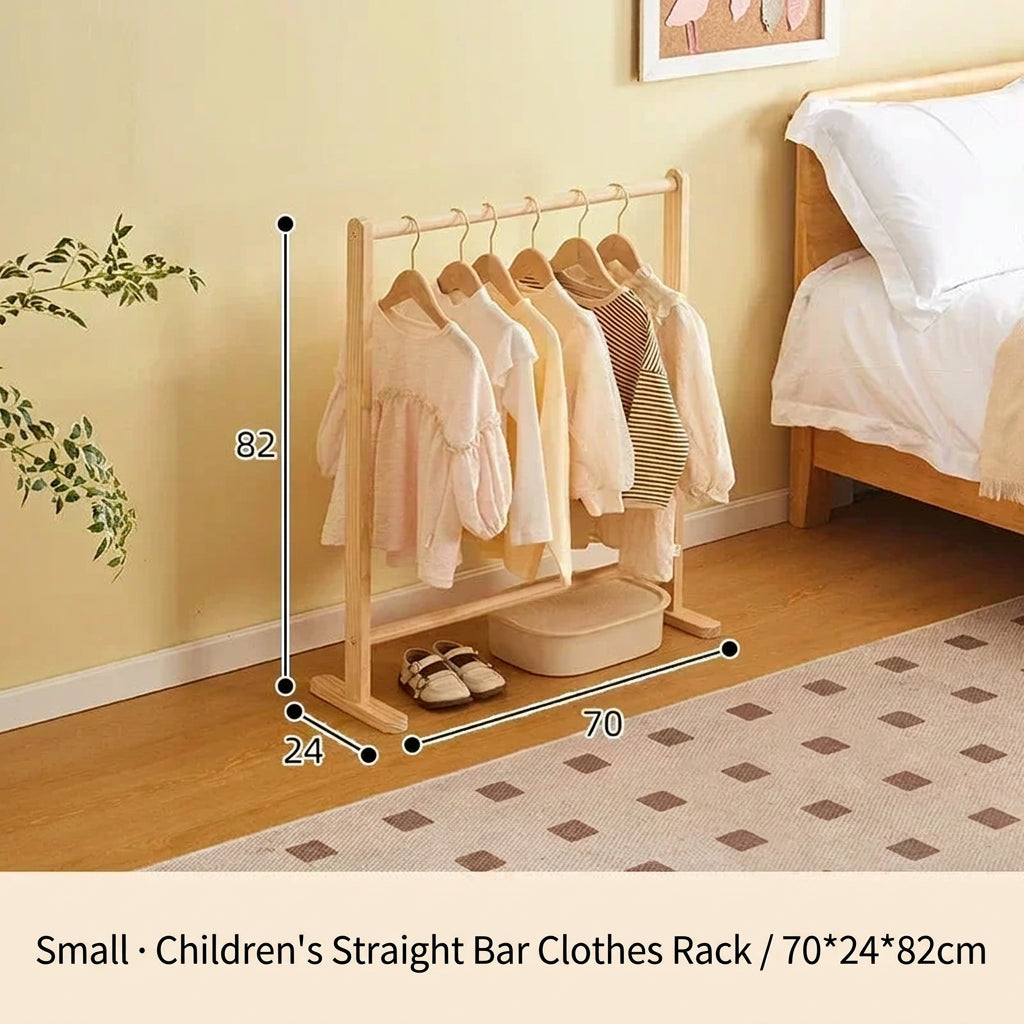 Kids Solid Wood Folding Clothes Rack Simplistic Design Effective Coat Hanging Solution with Landing Rod Adaptable Use Stylish