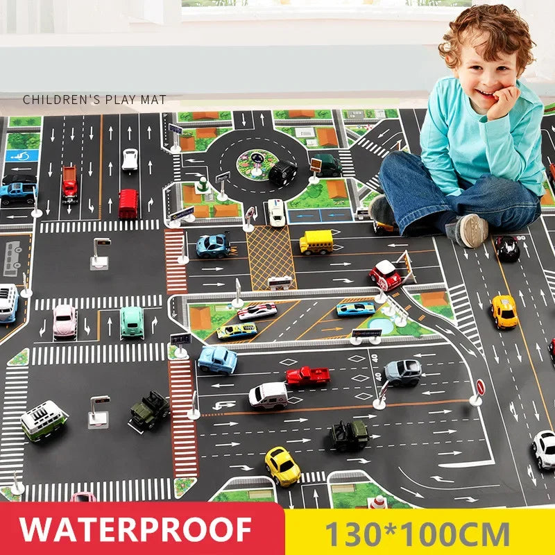 Baby Play Mat City Traffic Car Park Waterproof Parking Lot Kids Playmat Kids Rug Boy Girl Educational Toys for Children Map