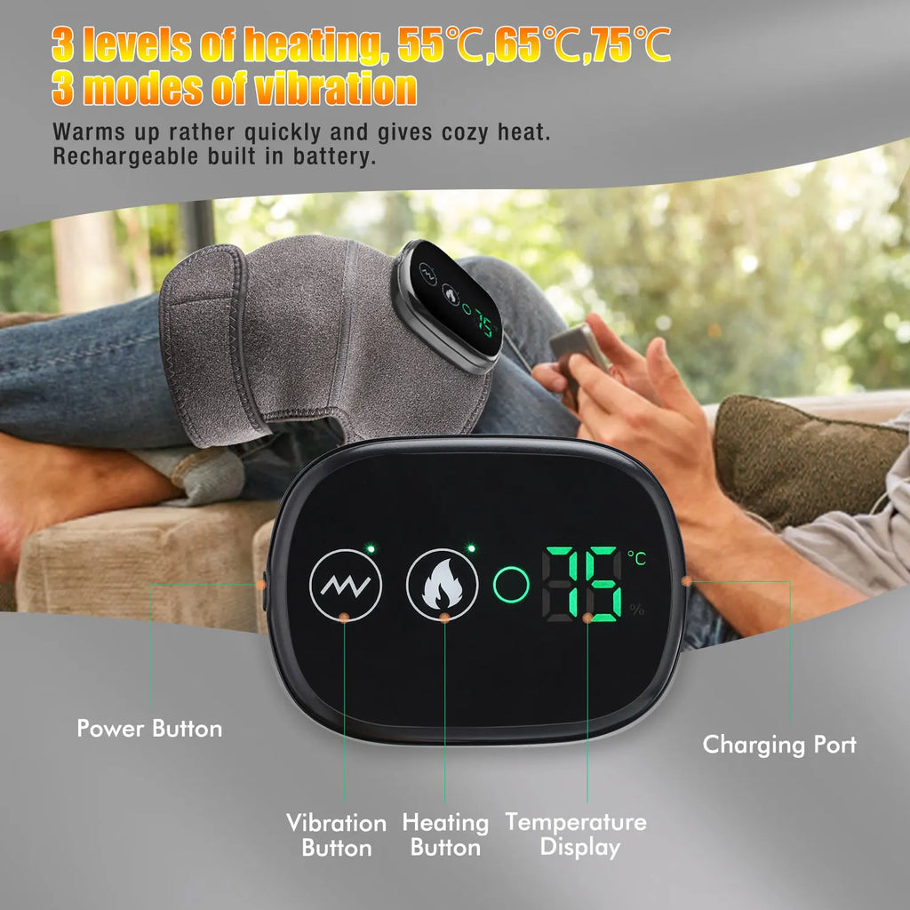 1PCS Electric Heating Knee Massager Joint Knee Leg Pad Vibration Knee Leg Massage Cordness Massager Warp