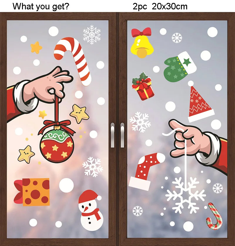 Merry Christmas Window Stickers Wall Sticker Xmas Decals Christmas Decorations For Home Shopping Mall Store Office Window
