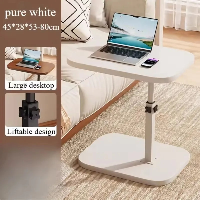 Adjustable height table - with wooden tabletop, portable sofa side table, suitable for coffee, office, and indoor/outdoor use