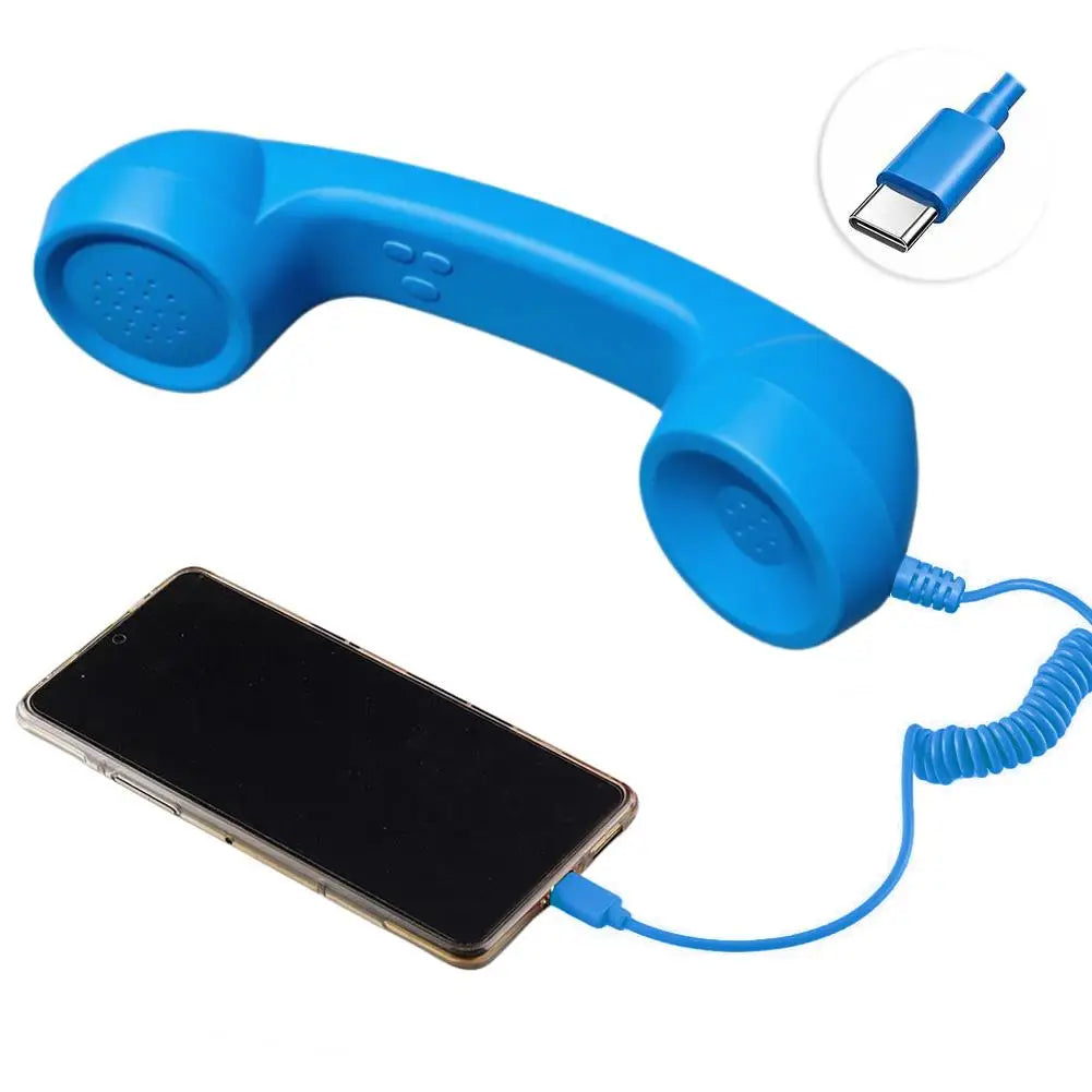 Retro Telephone Handset Receiver Type C 3.5mm Direct Plug Handheld For Mobile Phones PC Computer