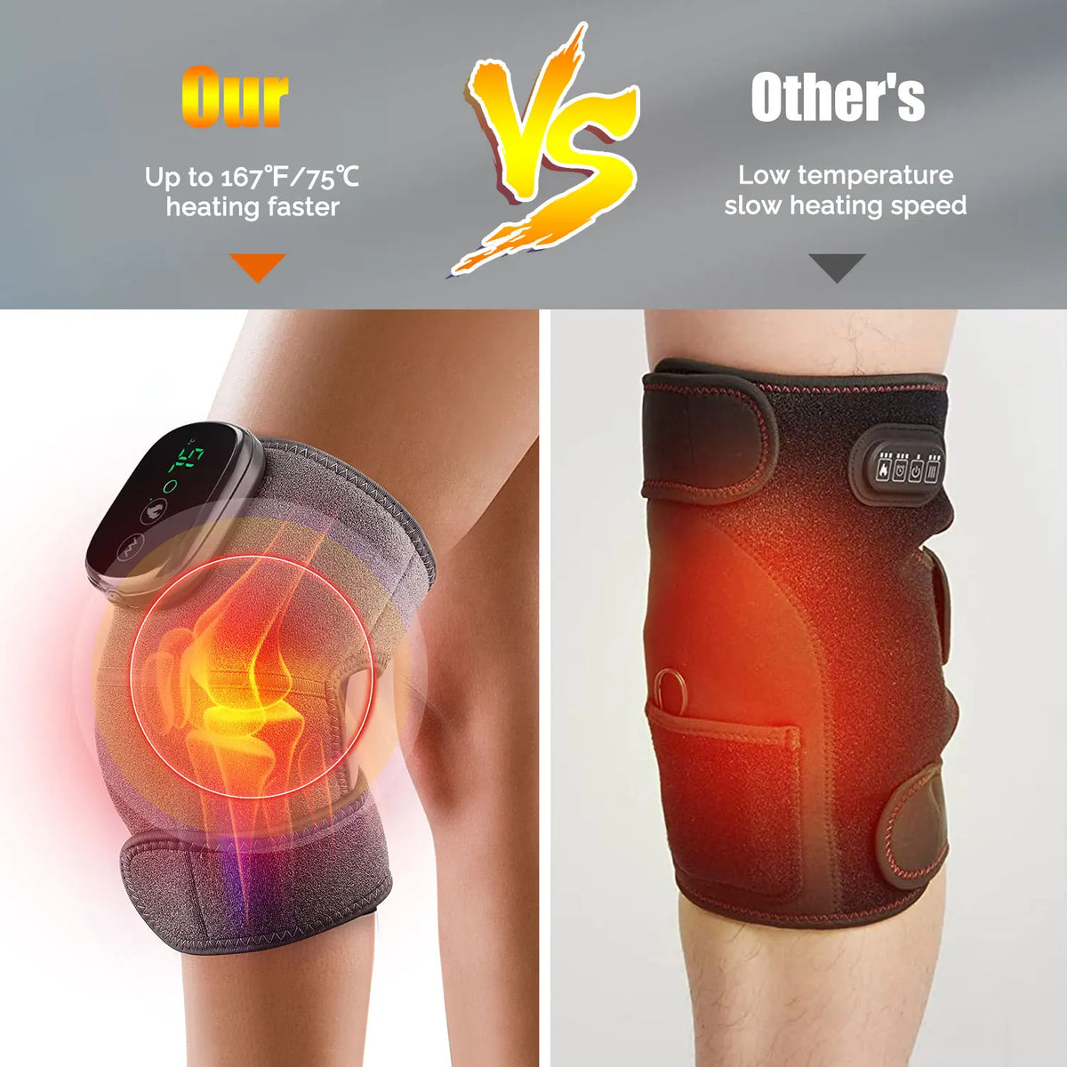 1PCS Electric Heating Knee Massager Joint Knee Leg Pad Vibration Knee Leg Massage Cordness Massager Warp