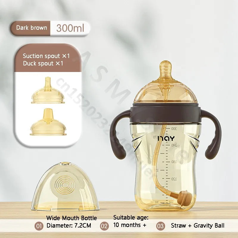 Newborn baby bottle/wide mouth break bottle/nano nipple/drinking nipple/duck nipple/learning drinking cup/big baby bottle