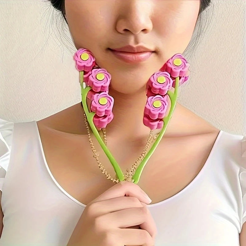 A Facial Massager, Facial Massage, Flower Shaped Massage Roller, V-Face Tightening and Lifting, Beauty Tool