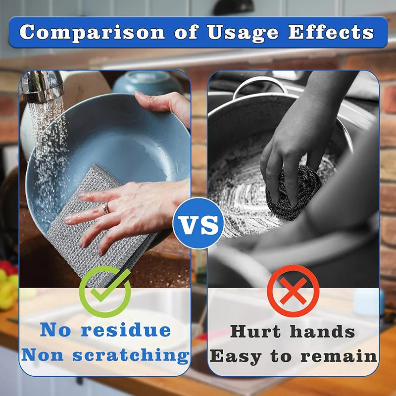 Magic Cleaning Cloth Double-sided Metal Steel Wire Rags Kitchen Dishcloth Scouring Pad Pot Washdishing Cloths Towel Clean Tools