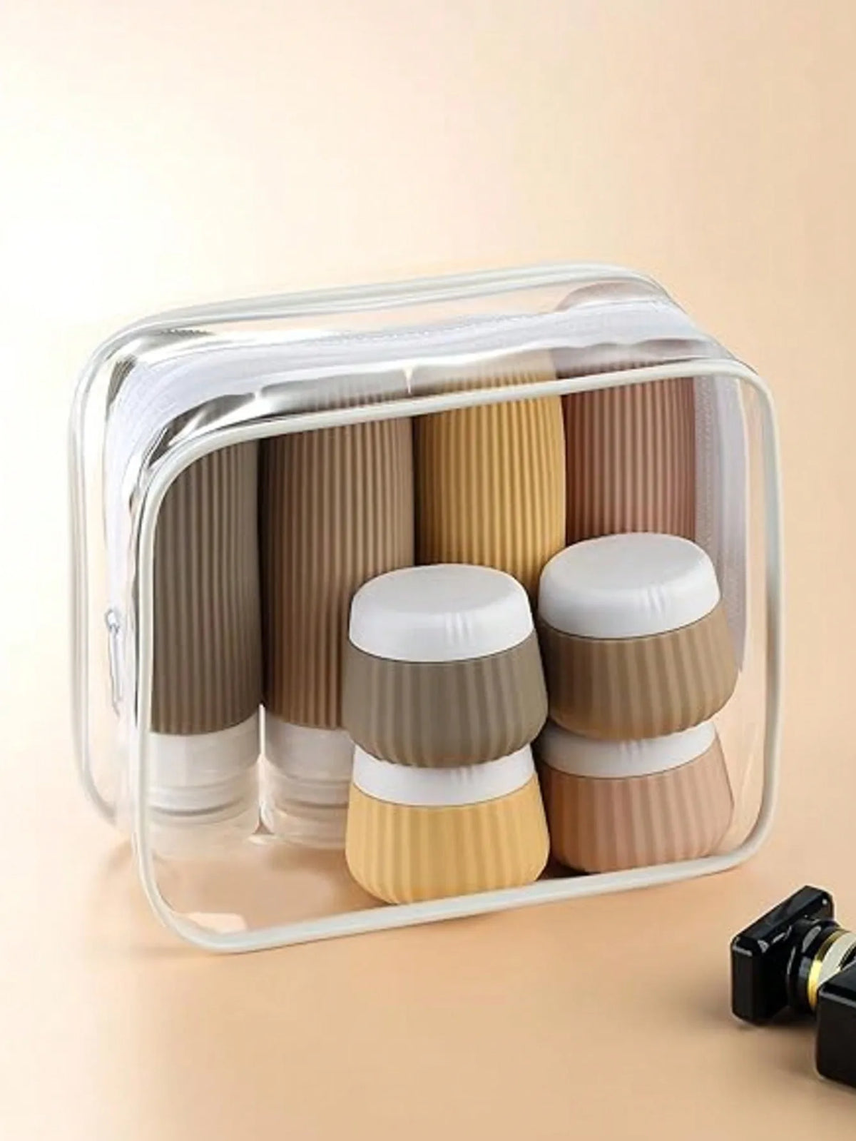Travel Toiletry Bottles 【8Pcs】Set, 3 Ounces (about 85 Grams), Travel Toiletry Containers, Leak-Proof Squeezable Silicone Travel Essential Cream Jars. 【Travel】Seasonal and 【Ship and Plane】Travel Essentials