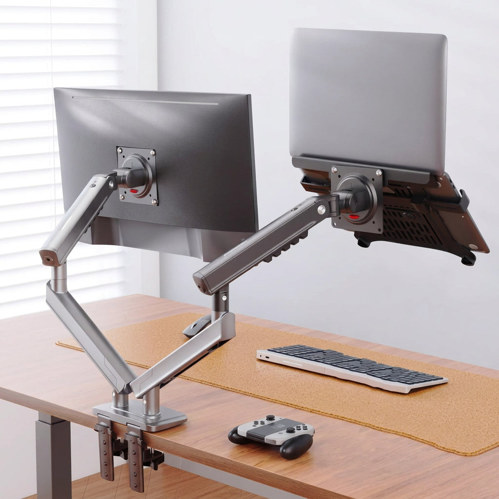 NB F160 10-17.3' Laptop Mount 360 Rotate 10-27' Air Press Full Motion Gas Strut LCD TV Table Screen Stand Monitor Desk Support