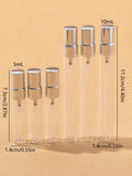 50pcs 5ml10ml Aluminum Half-Cover Spray Head Transparent Glass Perfume Bottle Spray Bottle Mini Travel Size Makeup Tools