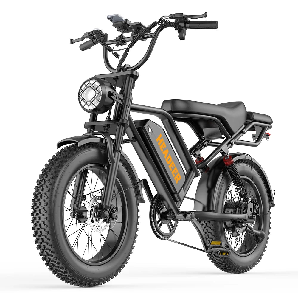 HEADEER BK20 Electric Bike 48V20Ah Lithium Battery, Max Range 80Km, 20" Off-Road Fat Tires All-terrain E-Bike with APP