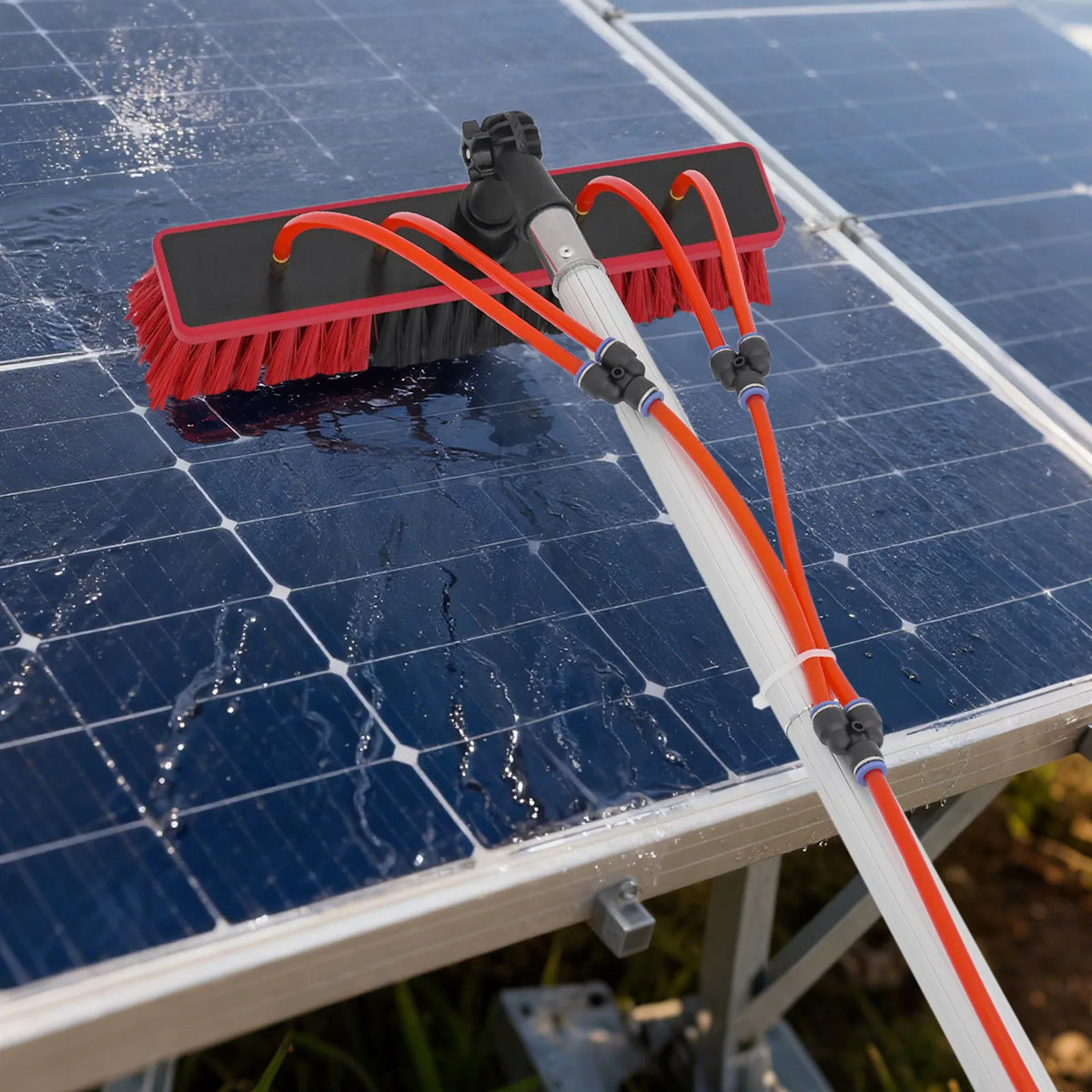 Window Cleaning System: Cleaning Brush and Pole Kit for Solar Panels and Outdoor Windows, 7/8/10 Meters