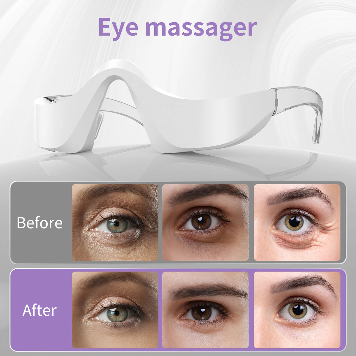 3 Color LED Under Eye Beauty Device 3D Microcurrent Contour Eye Massager Rechargeable Eye Mask for Eye Bag Puffiness Fine Lines