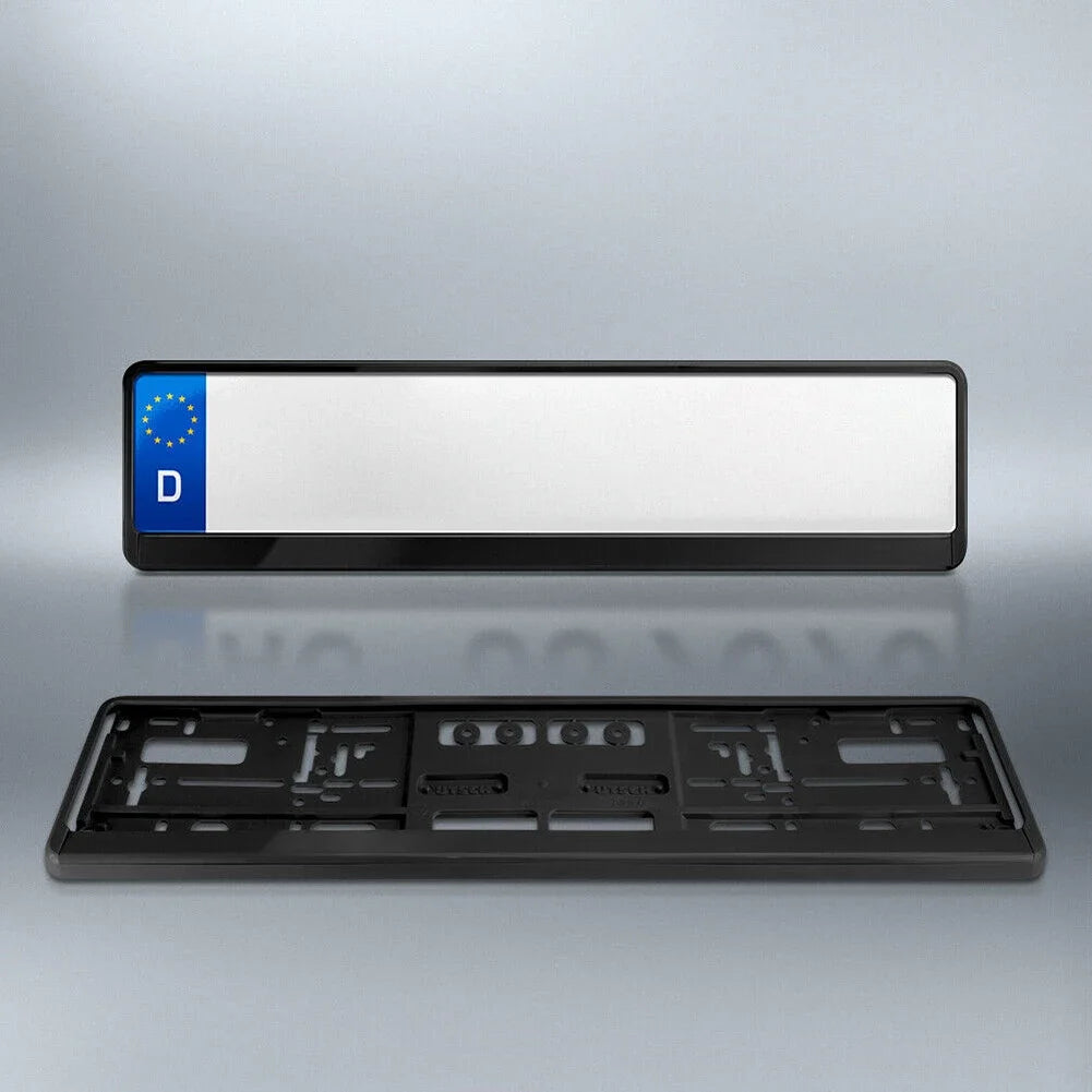 2Pcs Black EU Standard License Plate Holder Bracket Frame Anti-corrosion Waterproof Durable Car Auto Accessories Mount Cover