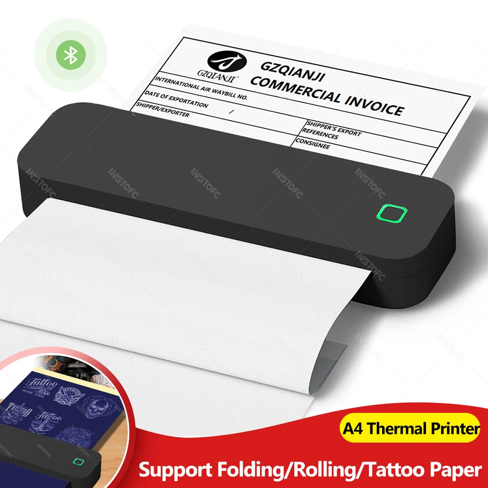 Portable A4 Thermal Printer Inkless Photo PDF Document Tattoo Printing Bluetooth Tattoo Stencil Printer For Office Home Travel