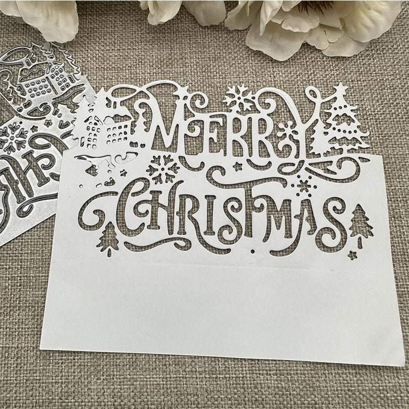 Merry christmas frame Metal Cutting Dies Stencils For DIY Scrapbooking Decorative Handcraft Die Cutting Template Mold