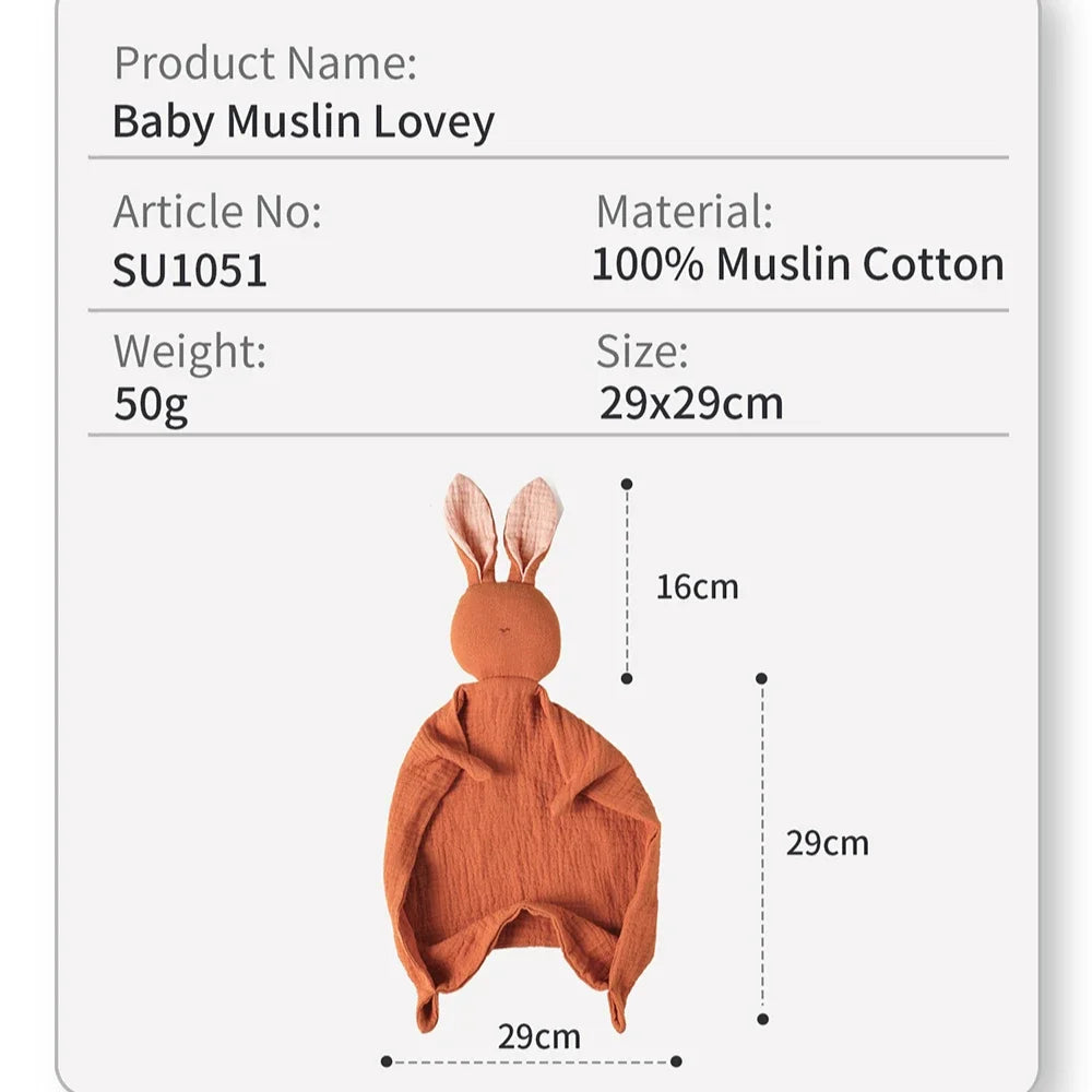 Baby Soothing Towel 100% Cotton Infant Animal Cartoon Handkerchief Rabbit Style Kids Sleep-help Toy Gauze Appease Sleep Aid Doll