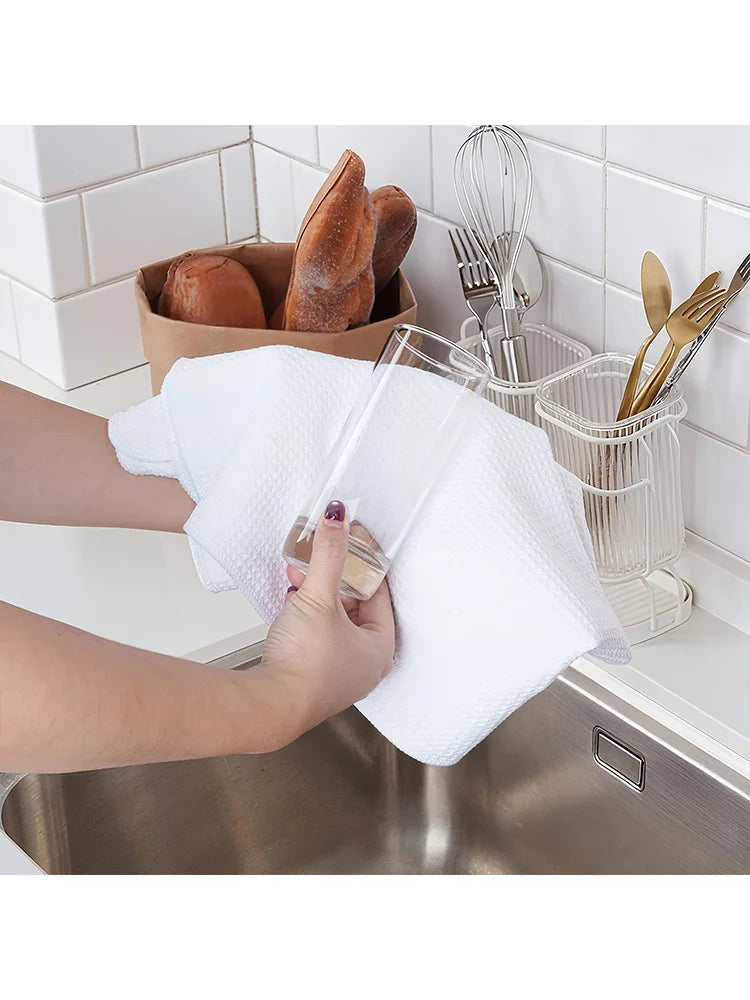 3/5/7Pcs, 40×60 Cm, 100% Polyester Blend White Waffle Weave Kitchen Towels, Ultra-Soft and Highly Absorbent Dishcloths
