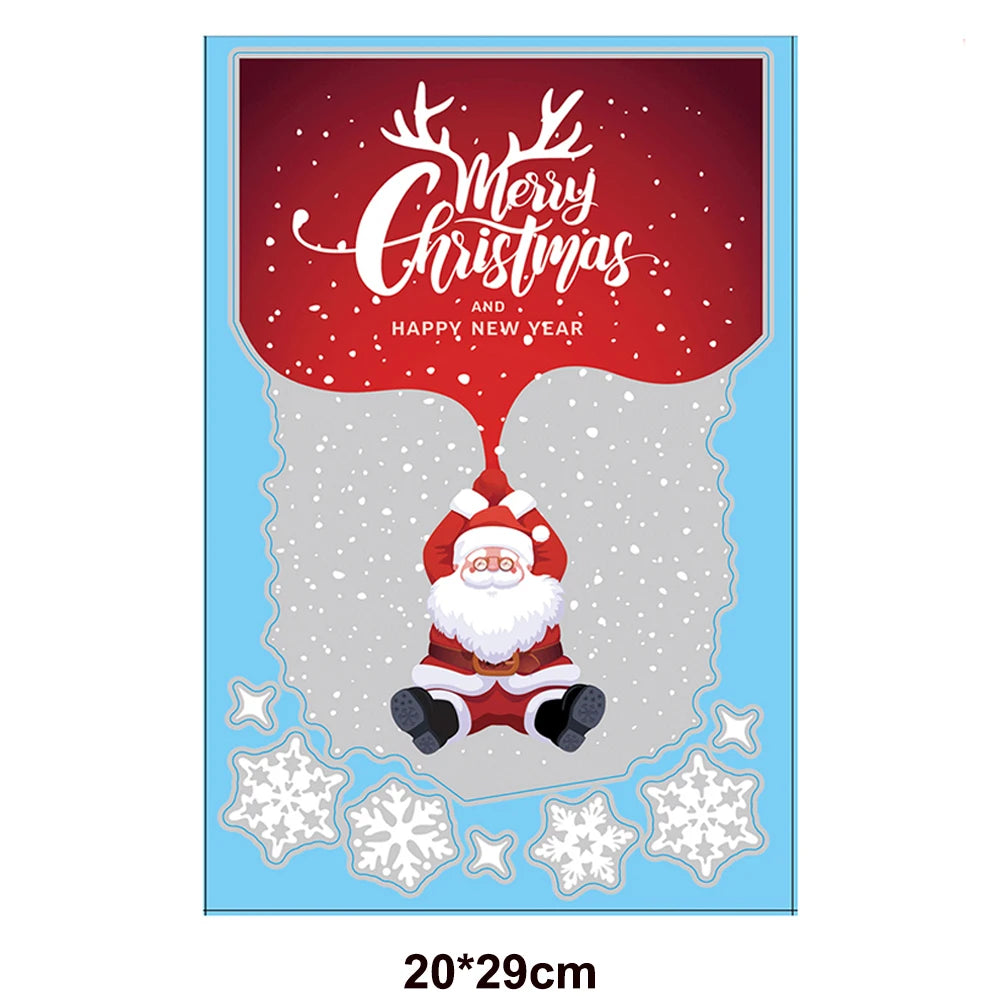 Christmas Window Stickers Santa Claus Reindeer Snowflake Static Window Clings Merry Christmas Glass Decals New Year Party Decors