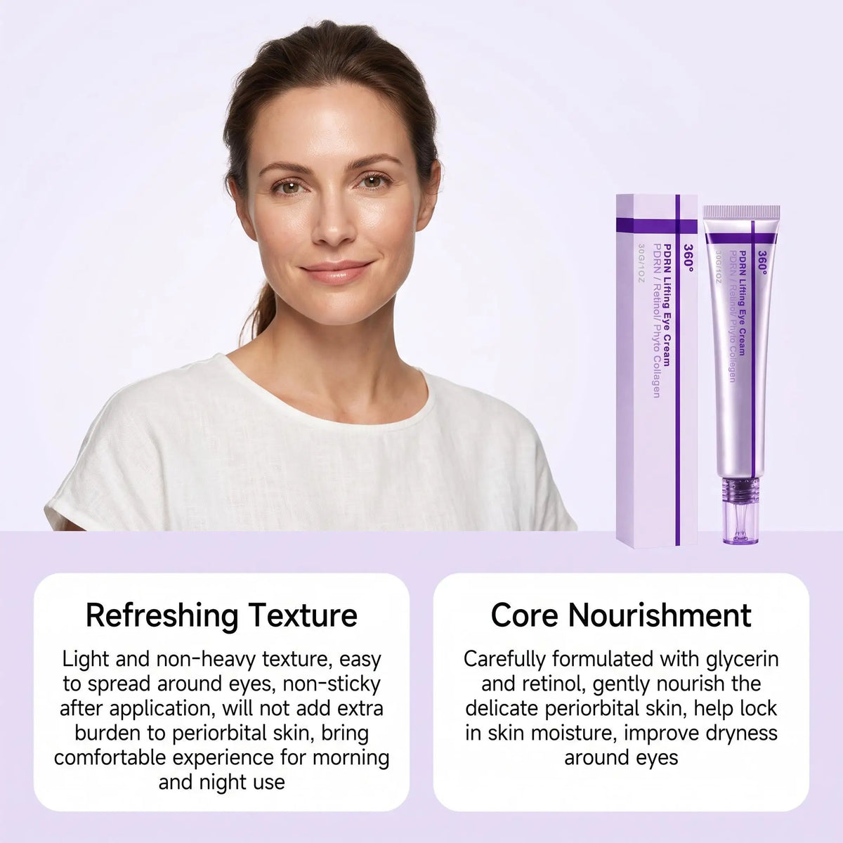 360º Shot PDRN Eye Cream Targets Remove Wrinkles Crow's Feet Fade Dark Circles Eliminate Puffiness Lifting Tighten Eye Contour