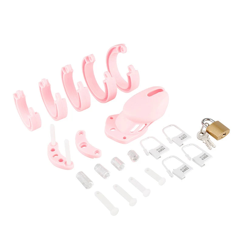 Silicone Urethra Chastity Lock with 5 Snap Ring Penis Bondage Adult Men's Chastity Cage Cock Restriction BDSM Abstainer Sextoys