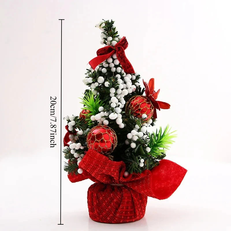 1pc 20cm Merry Christmas Tree Office Home Bedroom Doll Gift Xmas Tree Desk Decoration New Year Gift Christmas Party Decoration